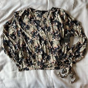 NWT Lucky Brand Floral Faux Wrap Top